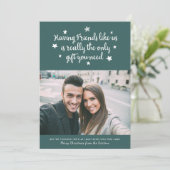 Funny Friends Modern kerstfoto groen Feestdagenkaart (Staand voorkant)