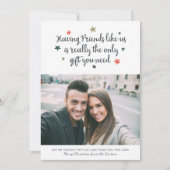 Funny Friends Modern kerstfoto White Feestdagenkaart (Voorkant)