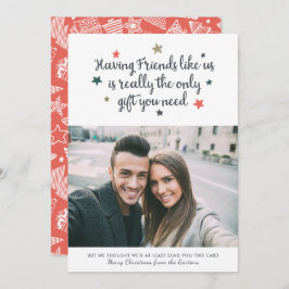 Funny Friends Modern kerstfoto White Feestdagenkaart