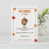 Funny Friendsgiving Invitation Fat Pants Ready Kaart (Staand voorkant)