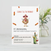 Funny Friendsgiving Invite Gobble Till You Wobble Kaart (Staand voorkant)