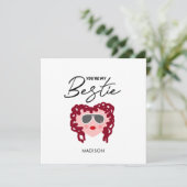 Funny Friendship Pink Heart Bestie Persoonlijk Kaart (Staand voorkant)