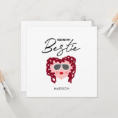 Funny Friendship Pink Heart Bestie Persoonlijk Kaart (Voorkant / Achterkant in situ)