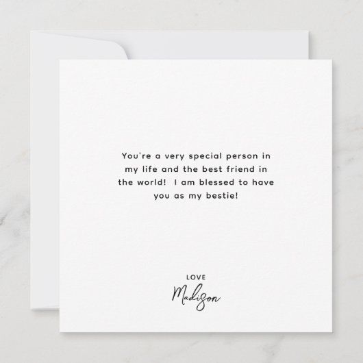 Funny Friendship Pink Heart Bestie Persoonlijk Kaart (Achterkant)