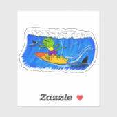 Funny frill nek lizard surfende cartoon sticker (Vel)