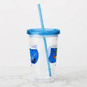 Funny frilly nek lizard surfende cartoon acryl drinkbeker (Links)
