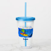 Funny frilly nek lizard surfende cartoon acryl drinkbeker (Voorkant)
