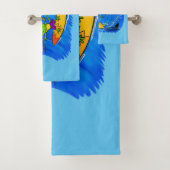 Funny frilly nek lizard surfende cartoon bad handdoek (Insitu)