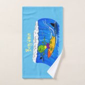 Funny frilly nek lizard surfende cartoon bad handdoek (Handdoek)