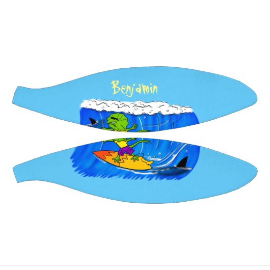 Funny frilly nek lizard surfende cartoon basketbal (Panelen)