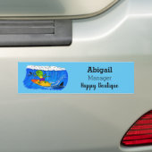 Funny frilly nek lizard surfende cartoon bumpersticker (Op auto)