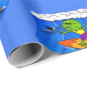 Funny frilly nek lizard surfende cartoon cadeaupapier (Rol Hoek)