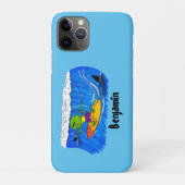 Funny frilly nek lizard surfende cartoon Case-Mate iPhone case (Achterkant)