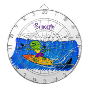 Funny frilly nek lizard surfende cartoon dartbord