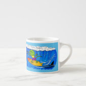 Funny frilly nek lizard surfende cartoon espresso kop (Rechts)