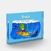 Funny frilly nek lizard surfende cartoon fotoblokken (Links)