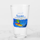 Funny frilly nek lizard surfende cartoon glas (Achterkant)