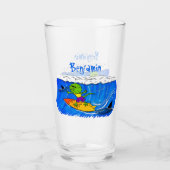 Funny frilly nek lizard surfende cartoon glas (Voorkant)