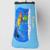 Funny frilly nek lizard surfende cartoon golfheadcover (Draai 90)