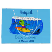 Funny frilly nek lizard surfende cartoon groot cadeauzakje (Achterkant)