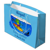 Funny frilly nek lizard surfende cartoon groot cadeauzakje (Achterkant Gekanteld)