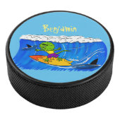 Funny frilly nek lizard surfende cartoon hockey puck (3/4)