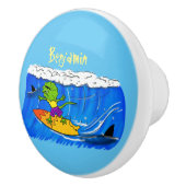 Funny frilly nek lizard surfende cartoon keramische knop (Rechts)