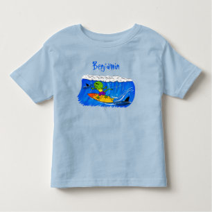 Funny frilly nek lizard surfende cartoon kinder shirts