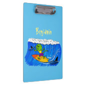 Funny frilly nek lizard surfende cartoon klembord (Rechts)