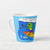 Funny frilly nek lizard surfende cartoon latte mok (Linkerhoek)