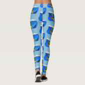 Funny frilly nek lizard surfende cartoon leggings (Achterkant)