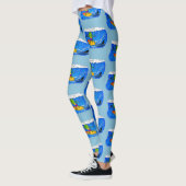 Funny frilly nek lizard surfende cartoon leggings (Links)
