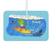 Funny frilly nek lizard surfende cartoon luchtverfrisser (Voorkant)