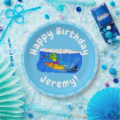 Funny frilly nek lizard surfende cartoon papieren bordje (Feest)