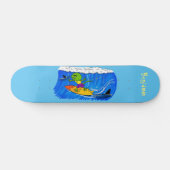 Funny frilly nek lizard surfende cartoon persoonlijk skateboard (Horizontaal)