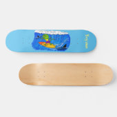 Funny frilly nek lizard surfende cartoon persoonlijk skateboard (Horizontaal)