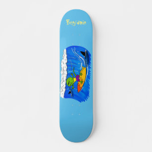 Funny frilly nek lizard surfende cartoon persoonlijk skateboard