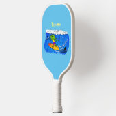 Funny frilly nek lizard surfende cartoon pickleball paddle (Links)