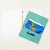 Funny frilly nek lizard surfende cartoon planner (Display)