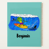 Funny frilly nek lizard surfende cartoon planner (Achterkant)