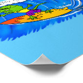 Funny frilly nek lizard surfende cartoon poster (Hoek)