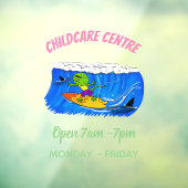 Funny frilly nek lizard surfende cartoon raamsticker (Vel 3)