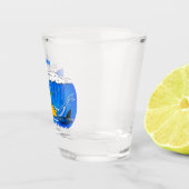 Funny frilly nek lizard surfende cartoon shot glas (Rechts)