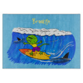 Funny frilly nek lizard surfende cartoon snijplank (Voorkant)