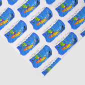 Funny frilly nek lizard surfende cartoon tissuepapier (Detail)