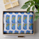 Funny frilly nek lizard surfende cartoon tissuepapier (Geschenk)