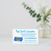 Funny frilly nek lizard surfende cartoon visitekaartje (Staand voorkant)