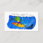 Funny frilly nek lizard surfende cartoon visitekaartje (Achterkant)