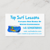 Funny frilly nek lizard surfende cartoon visitekaartje (Voorkant)