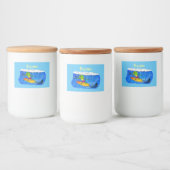 Funny frilly nek lizard surfende cartoon voedselcontainer etiket (Flessen)